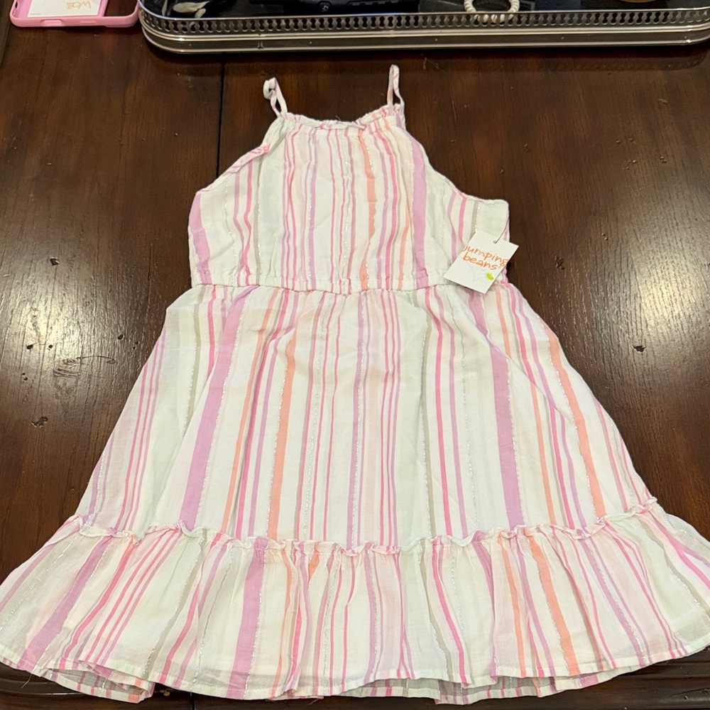Girls Jumping Beans lavender white Pink & Peach Striped Sundress